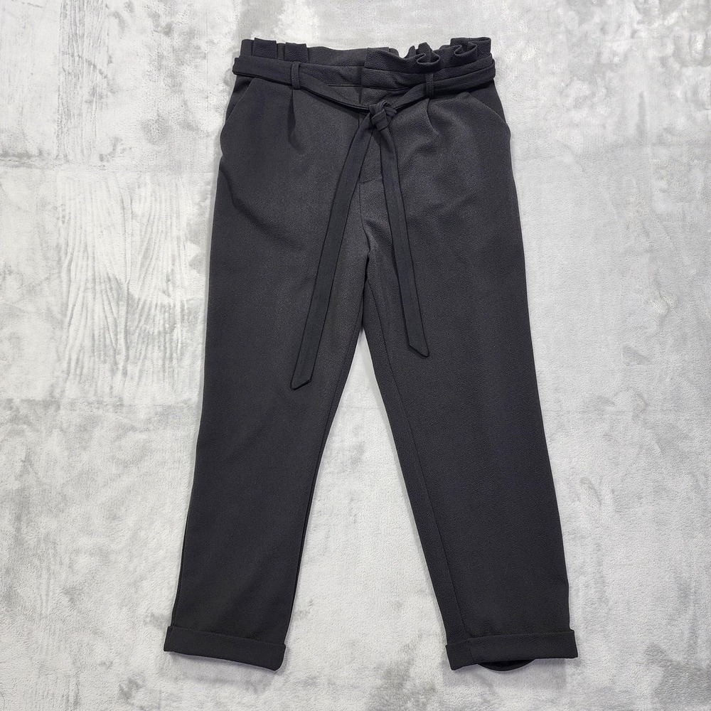 No Boundaries Pants Womens XL Juniors Black Paperbag‎ Cuffed Tapered Tie Belted